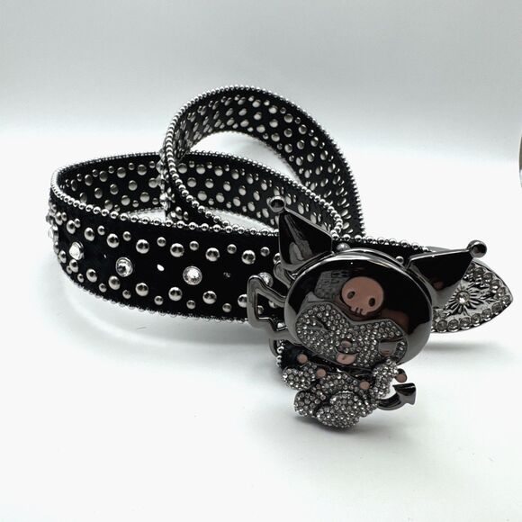 New Kuromi Belt Misanthrope Studios Black Rhinestone Studded Pony Hair Belt main image 7